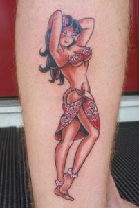 vintage tattoo art,scantily dressed lady. pin-up tattoo CT